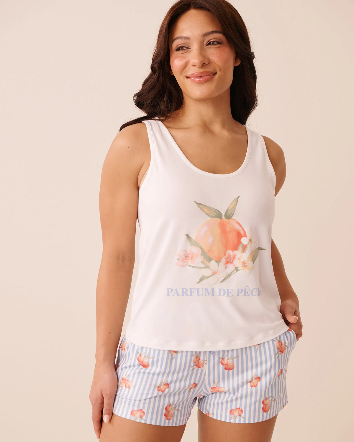 La Vie en Rose Snow White Women Peach Print Super Soft Cami SKU: 40100865_10011 Image 01