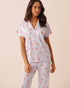 La Vie en Rose Brunnera Blue Peaches Women Peach & Stripe Print Print Super Soft Button-Down SKU: 40100867_P40575 Image 01