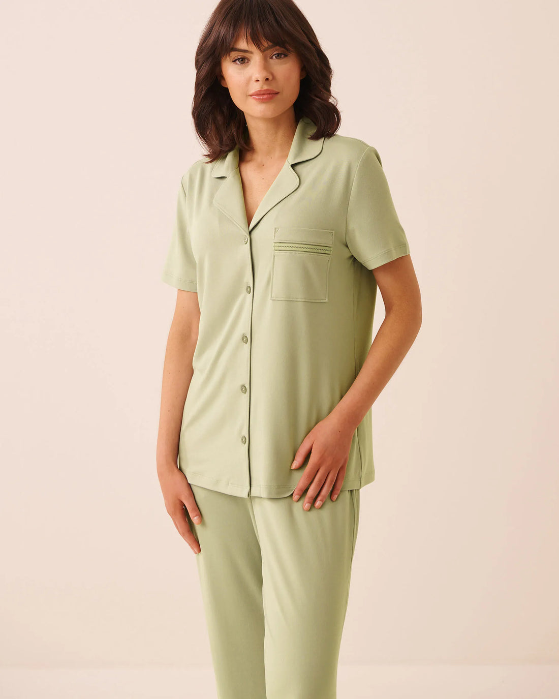 La Vie en Rose Desert Sage Women Super Soft Button-Down Shirt SKU: 40100868_30035 Image 01
