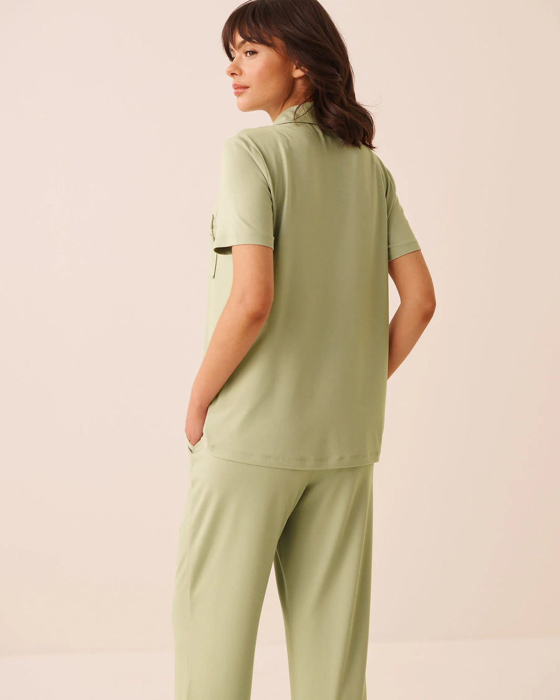 La Vie en Rose Desert Sage Women Super Soft Button-Down Shirt SKU: 40100868_30035 Image 02