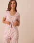 La Vie en Rose Snow White Hibiscus Women Hibiscus Print Lace Trim Pointelle Tie-Front T-Shir SKU: 40100871_P10608 Image 01