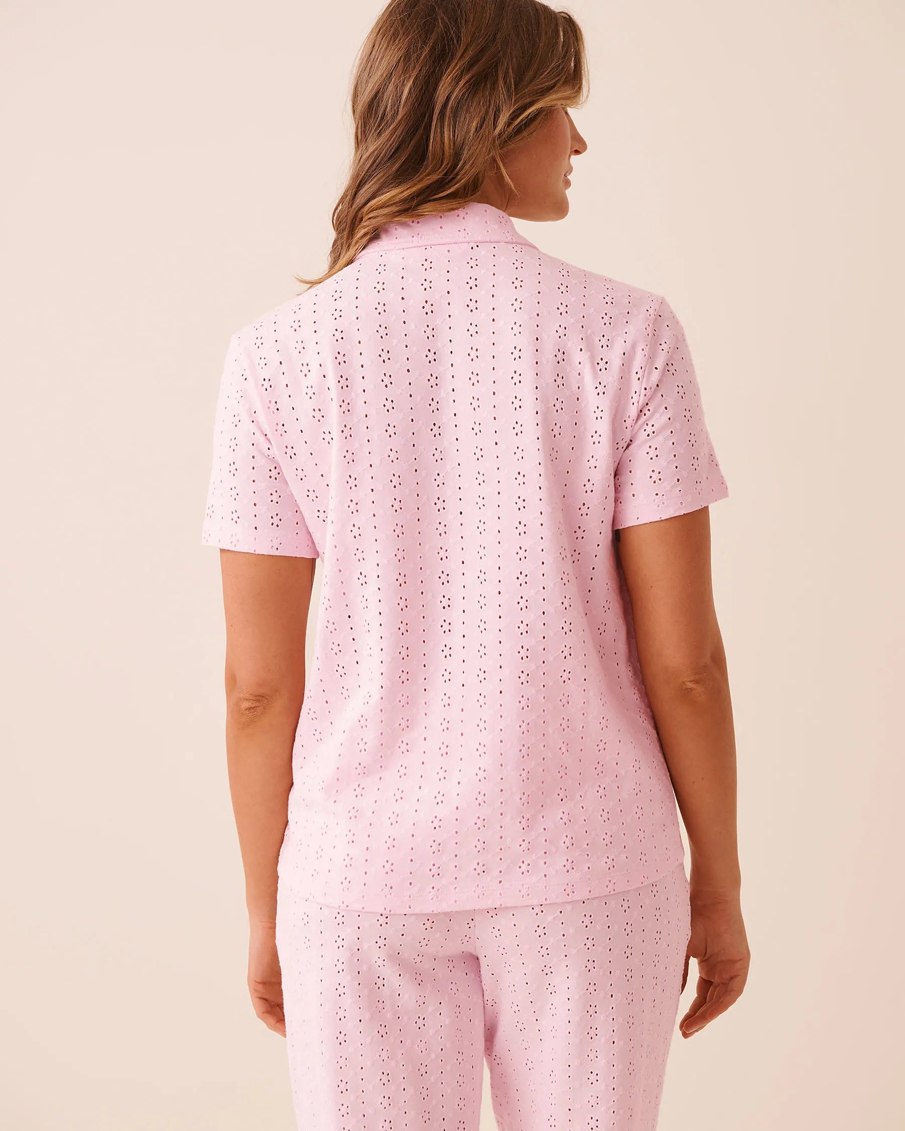 La Vie en Rose Festival Bloom Women Cotton Eyelet Button-Down Shirt SKU: 40100873_60244 Image 02