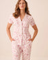 La Vie en Rose Leopard Flowers Women Leopard Flower Print Super Soft Short Sleeve Butto SKU: 40100877_P10636 Image 01