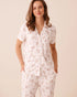 La Vie en Rose Snow White Bengal Women Bengal Cat Print Super Soft Short Sleeve Button-Down Shirt SKU: 40100877_P10637 Image 01