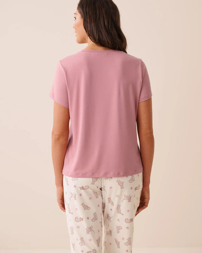 La Vie en Rose Foxglove Women Bengal Cat Print Super Soft Short Sleeve T-Shirt SKU: 40100878_60254 Image 03