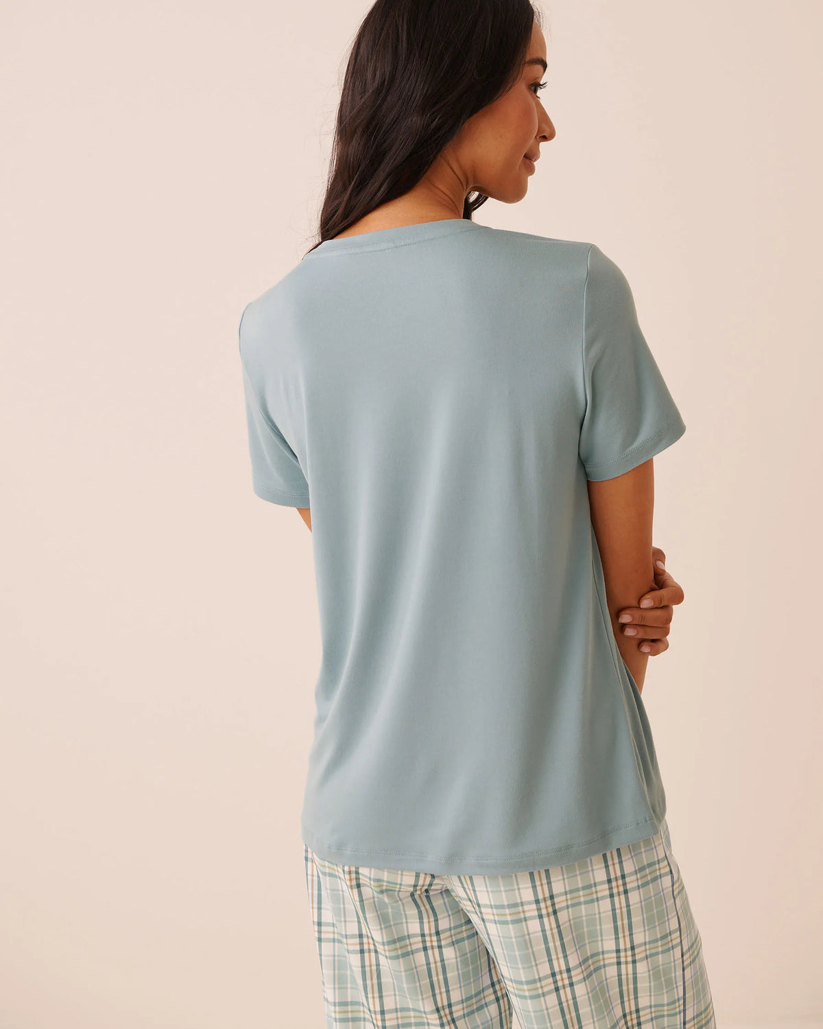 La Vie en Rose Stone Blue Women Parisian Dogs Print Super Soft Short Sleeve T-Shirt SKU: 40100879_40303 Image 02