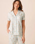 La Vie en Rose Snow White Dog Medalions Women Super Soft Short Sleeve Button-Down Shirt SKU: 40100881_P10638 Image 01