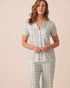 La Vie en Rose Sterling Blue Plaid Women Super Soft Short Sleeve Button-Down Shirt SKU: 40100881_P40616 Image 01