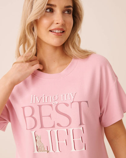 La Vie en Rose Pink Nectar Women Bengal Cat Print Soft Knit Short Sleeve T-Shirt SKU: 40100885_60036 Image 03