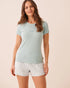 La Vie en Rose Sterling Blue Women Cotton Short Sleeve T-Shirt SKU: 40100887_40153 Image 01