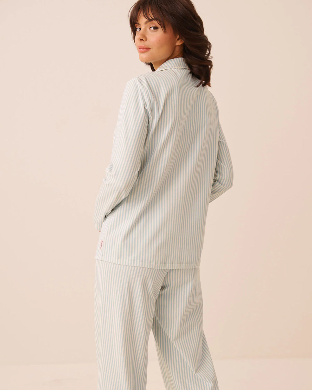 La Vie en Rose Sterling Blue Stripe Women Cotton Long Sleeve Button-Down Shirt SKU: 40100889_P40615 Image 02