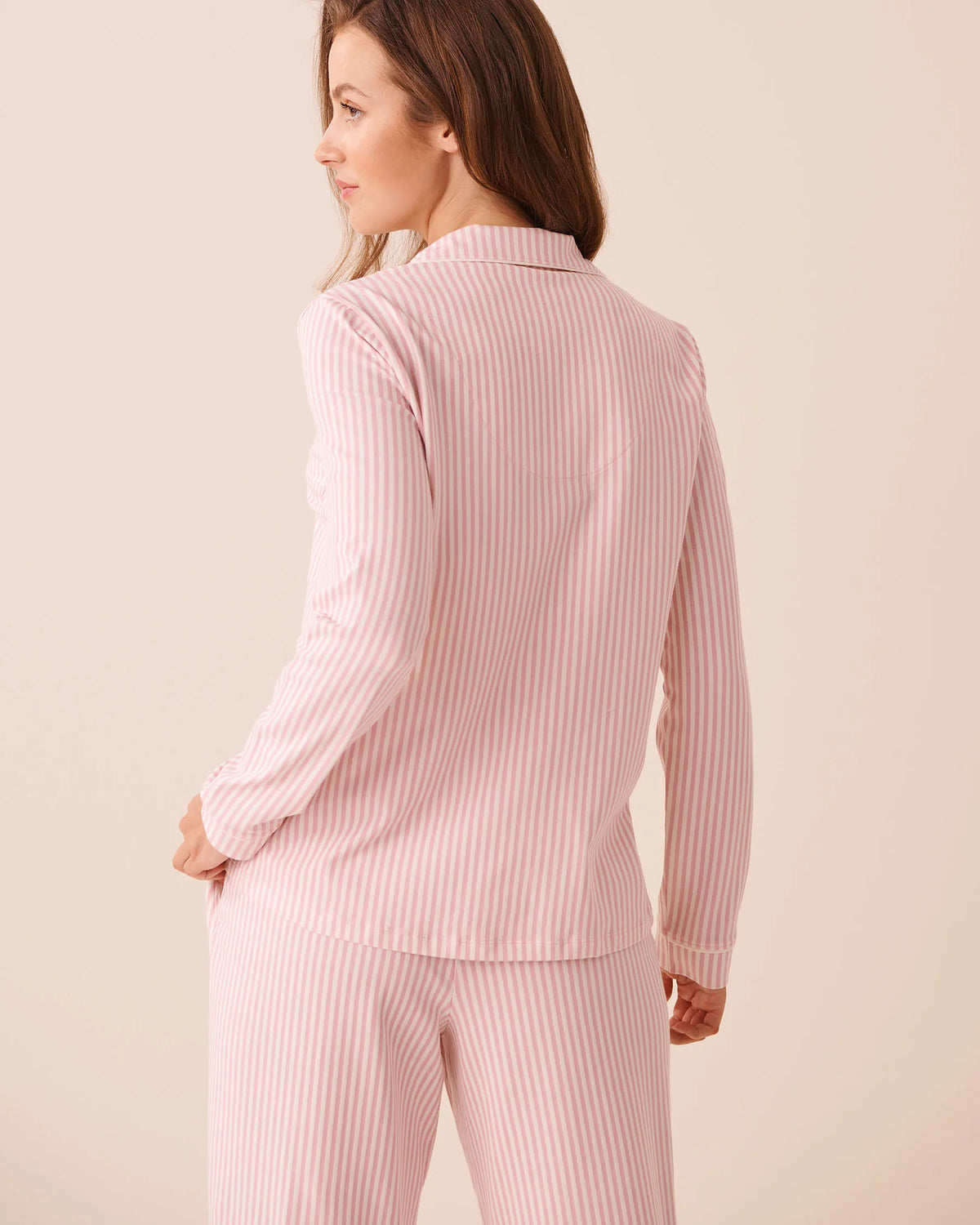 La Vie en Rose Pink Nectar Pinstripe Women Cotton Long Sleeve Button-Down Shirt SKU: 40100889_P50112 Image 02