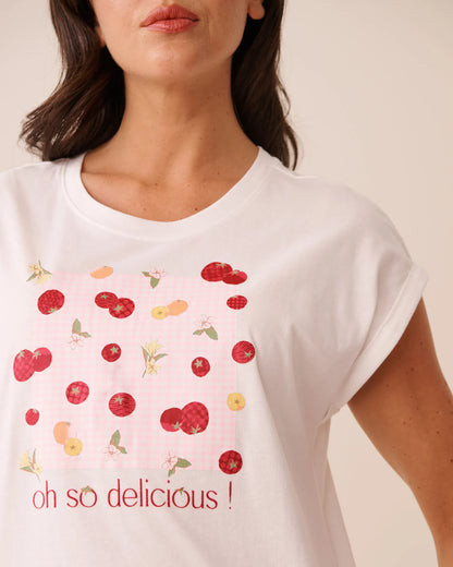 La Vie en Rose Snow White Women Tomato Print Cotton Short Sleeve T-Shirt SKU: 40100890_10011 Image 03