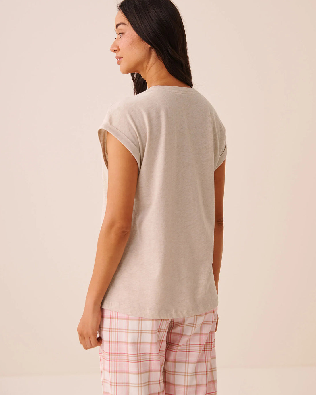 La Vie en Rose Brown Oatmeal Mix Women Highland Cow Print Cotton Short Sleeve T-Shirt SKU: 40100890_20070 Image 02