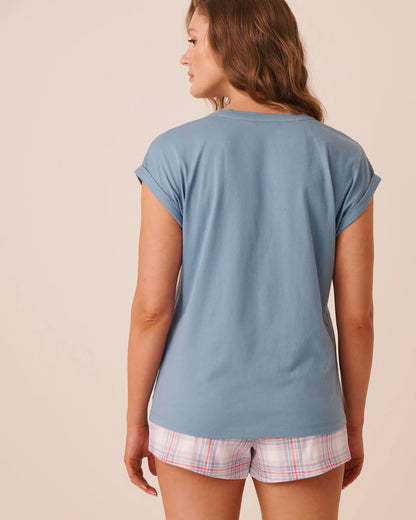 La Vie en Rose Blue Shadow Women Tomato Sauce Print Cotton Short Sleeve T-Shirt SKU: 40100890_40202 Image 02