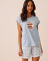 La Vie en Rose Subdued Blue Women Highland Cow Print Cotton Short Sleeve T-Shirt SKU: 40100890_40308 Image 01