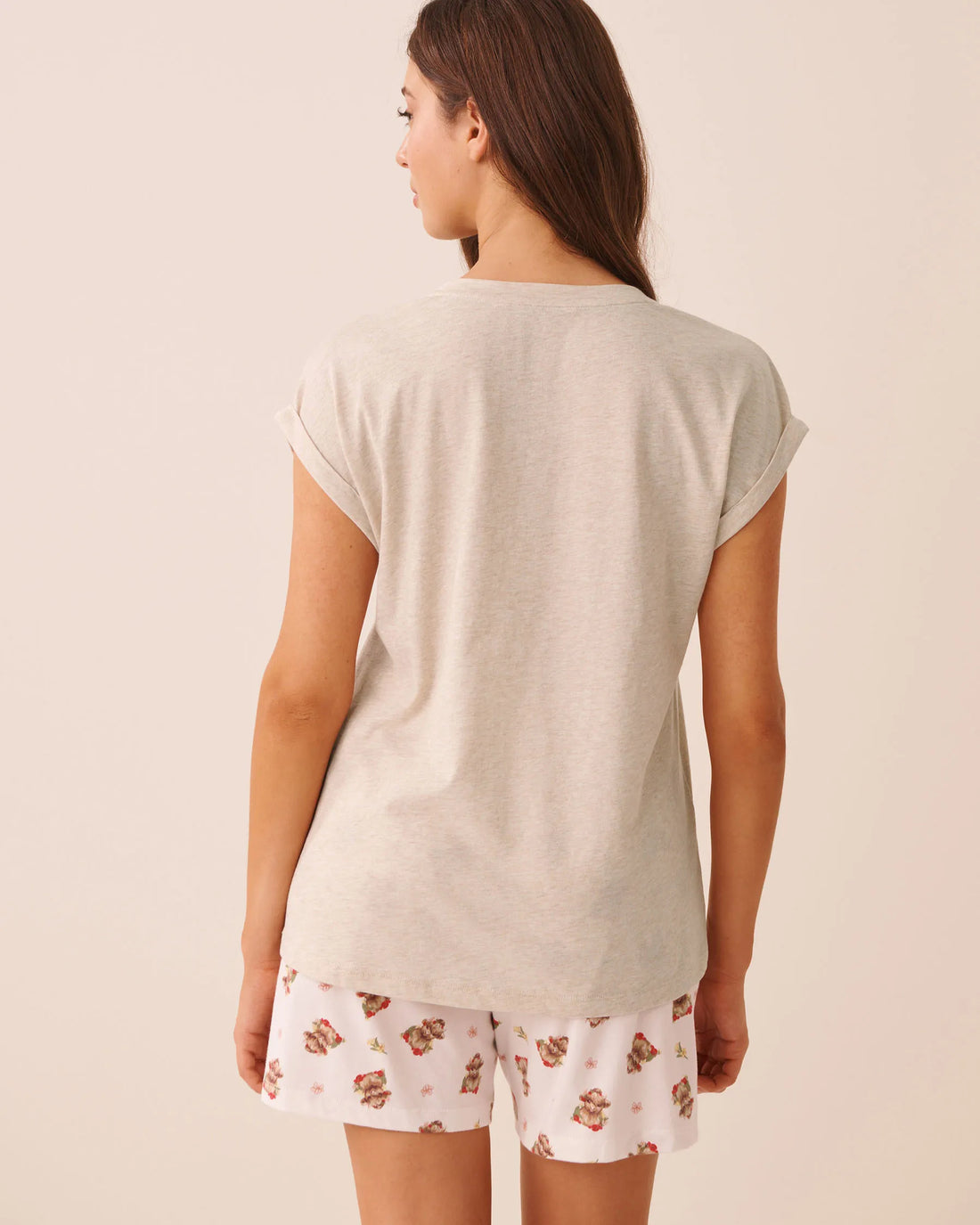 La Vie en Rose Brown Oatmeal Mix W/Screen Women Highland Cow Print Cotton Short Sleeve T-Shirt SKU: 40100890_P20104 Image 02