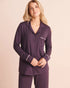 La Vie en Rose Plum Perfect Women Lace-Trim Super Soft Long Sleeve Button-Down Shirt SKU: 40100901_50103 Image 01