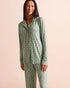 La Vie en Rose Green Milieu Flowers Women Floral Bouquet Print Super Soft Long Sleeve Button-Down Shirt SKU: 40100901_P30165 Image 01
