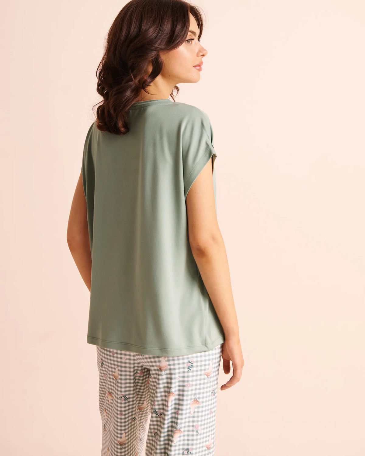 La Vie en Rose Green Milieu Women Chicken Print Super Soft Short Sleeve T-Shirt SKU: 40100904_30141 Image 02