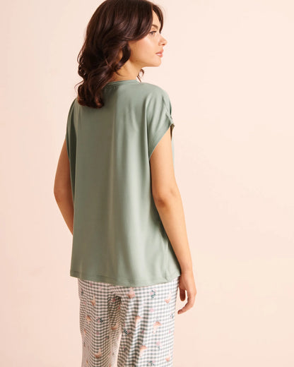La Vie en Rose Green Milieu Women Chicken Print Super Soft Short Sleeve T-Shirt SKU: 40100904_30141 Image 02