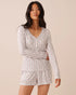 La Vie en Rose Elderberry Flower Stripe Women Floral Stripe Print Super Soft Long Sleeve Henley Top SKU: 40100906_P10647 Image 01