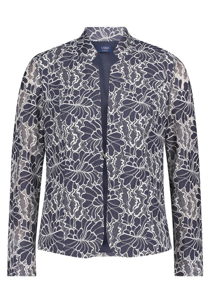 Vera Mont Dark Blue/White Women Blazer Jacket Short 1/1 Sleeve SKU: 4015-4084_8812 Image 01