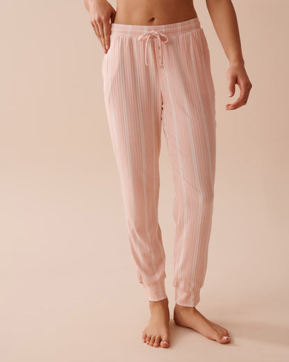 Pink Striped Ribbed Jersey Jogger Pajama Pants_40200581_P70053_01