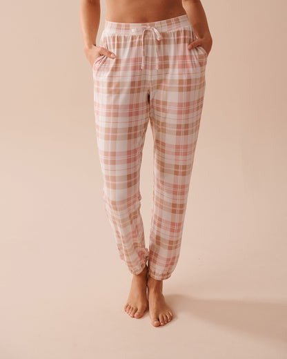 Pink Plaid Super Soft Jogger Pajama Pants_40200590_P70055_01