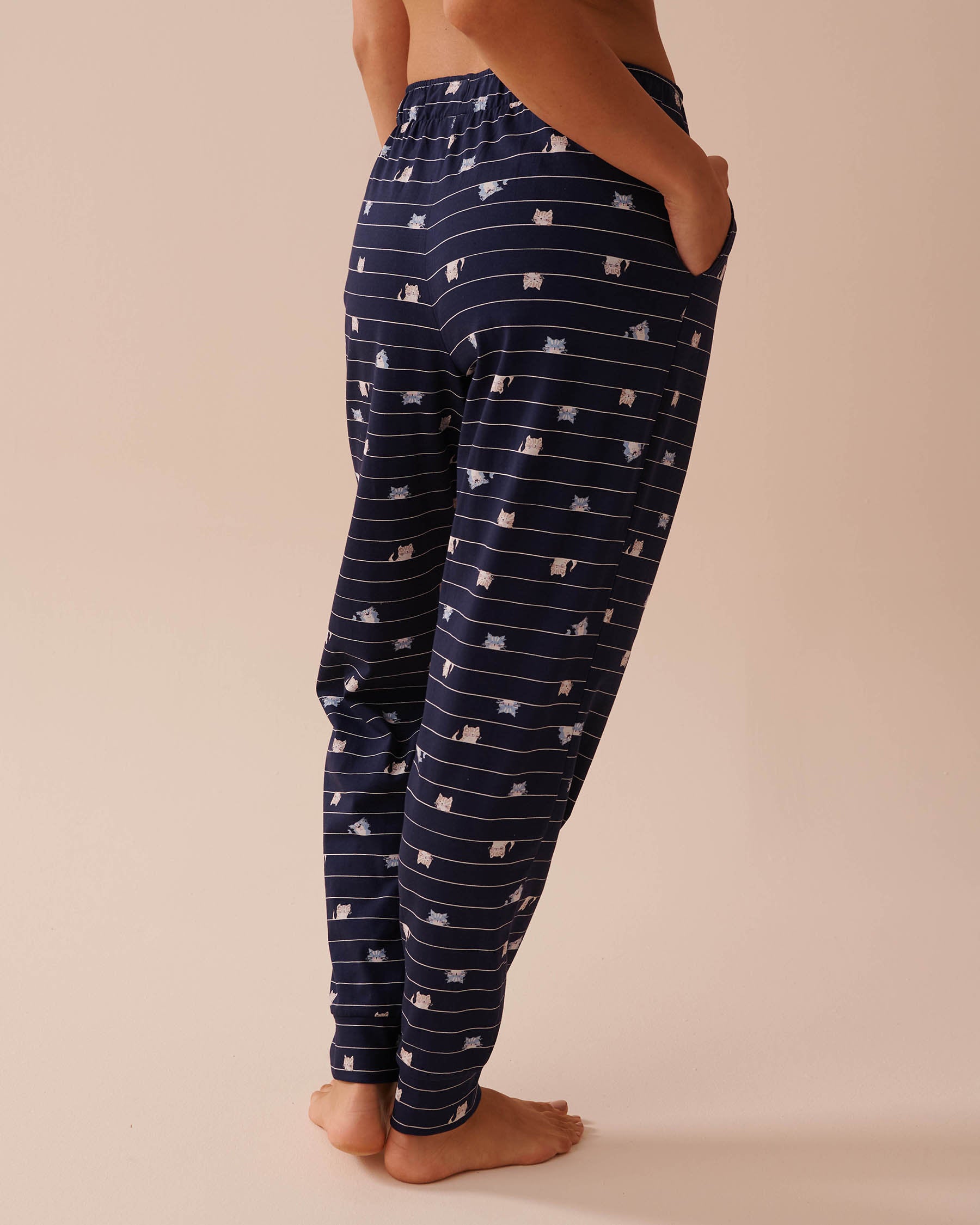 Cat Print Cotton Jogger Pajama Pants_40200607_P40355_04