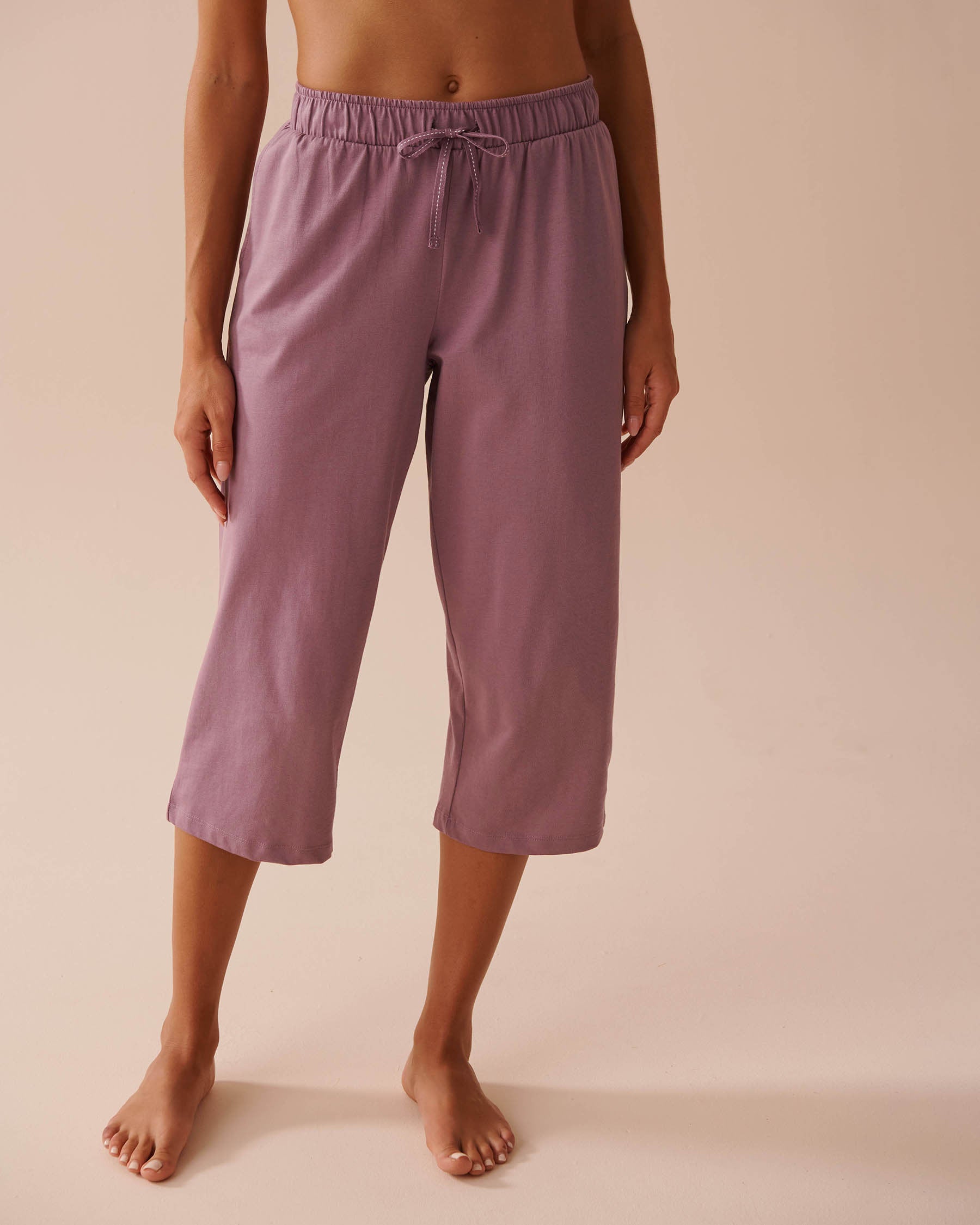 Solid Cotton Pajama Capris_40200608_50072_01