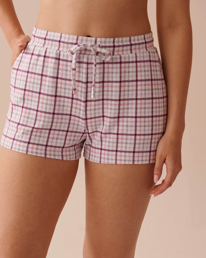 Purple Plaid Pajama Shorts_40200611_P10428_01