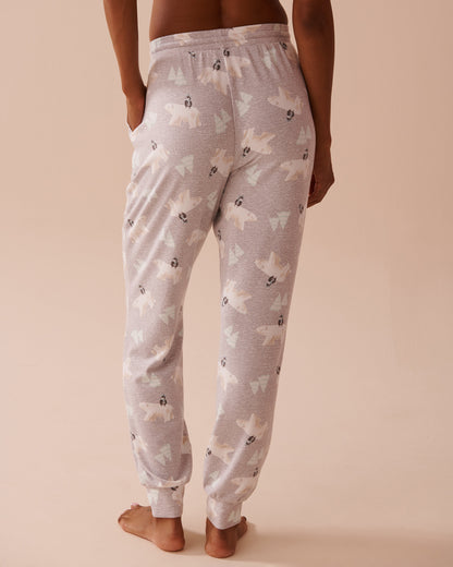 Polar Bear Print Recycled Fibers Jogger Pajama Pan_40200650_P00390_02