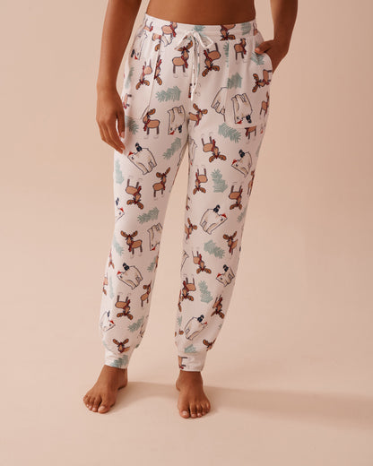 Animal Print Recycled Fibers Jogger Pajama Pants_40200654_P10455_01