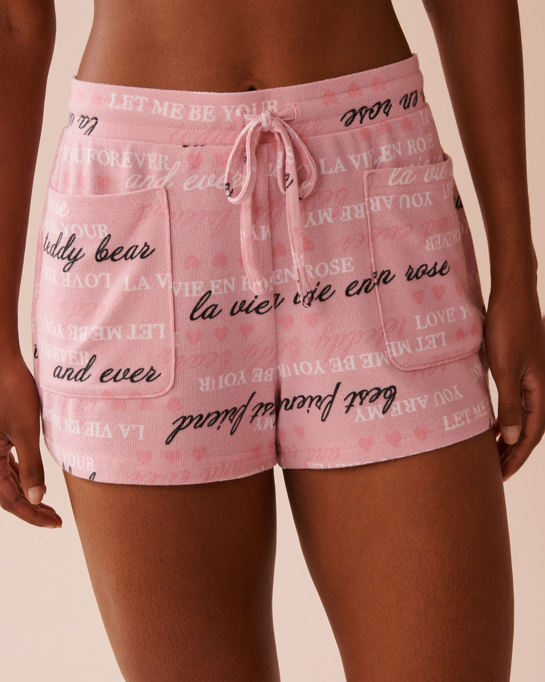 La Vie en Rose_Heart and Letter Print Recycled Fibers Pajama Shor_40200660_P60340_01
