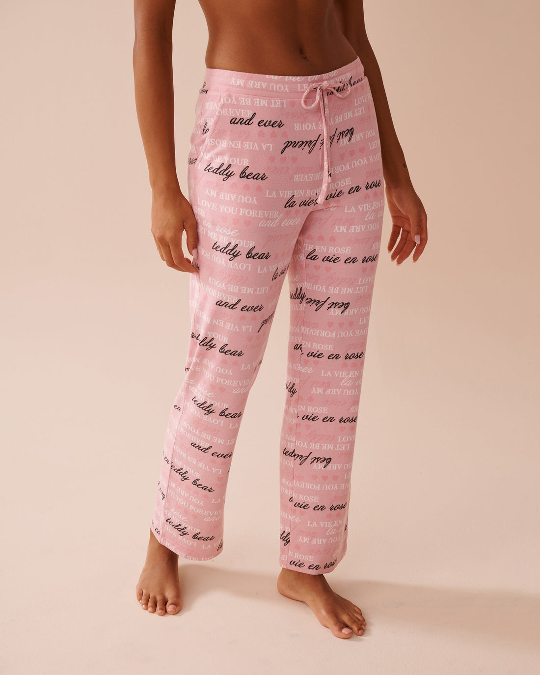 La Vie en Rose_Heart and Letter Print Recycled Fibers Pajama Pant_40200662_P60340_01