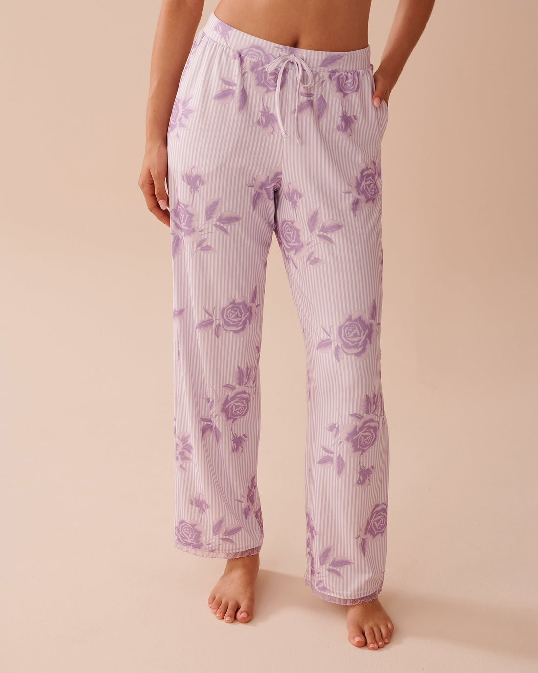 La Vie en Rose_Lilac Rose Print Super Soft Pajama Pants_40200669_P50087_01
