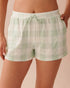 La Vie en Rose_Green Plaid Cotton Pajama Shorts_40200679_P30107_01
