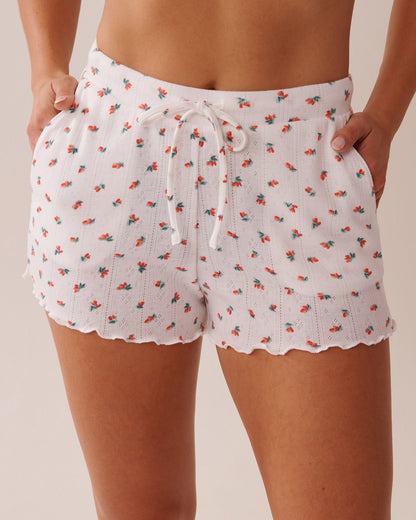 La Vie en Rose_Strawberry Print Lettuce Edge Pointelle Pajama Sho_40200686_P10482_01