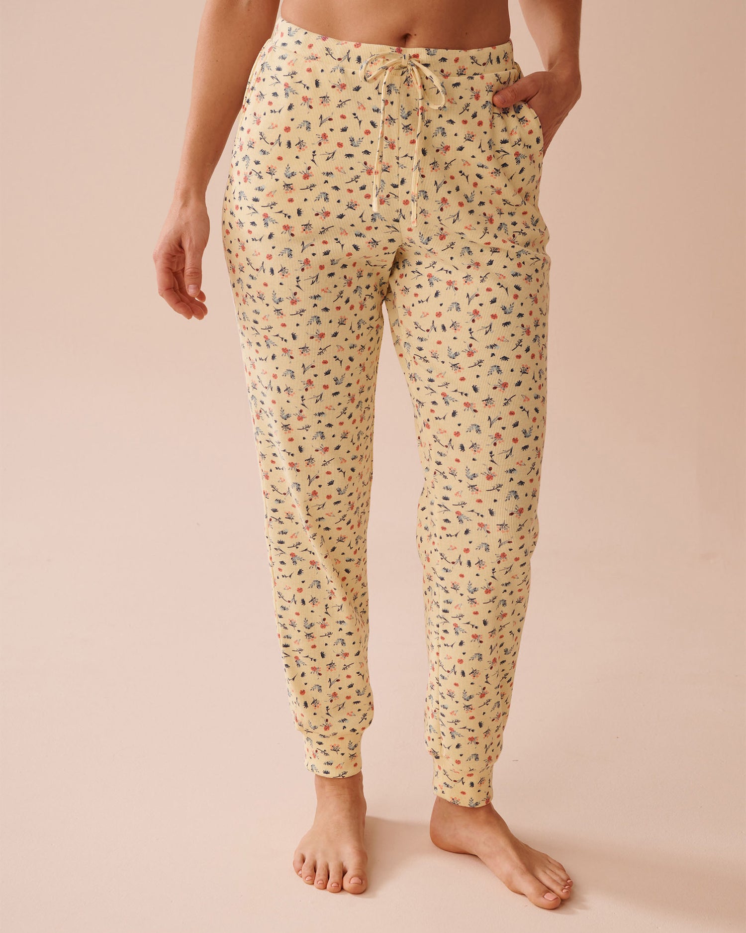 La Vie en Rose_Ditsy Floral Print Ribbed Pants_40200700_P70061_01