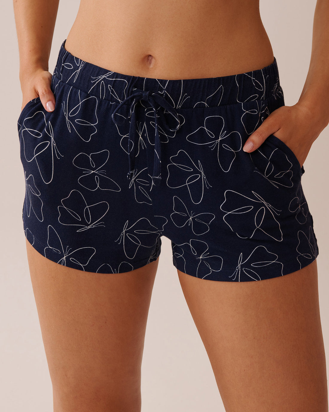 La Vie en Rose_Butterfly Print Soft Jersey Pajama Shorts_40200707_P40431_01