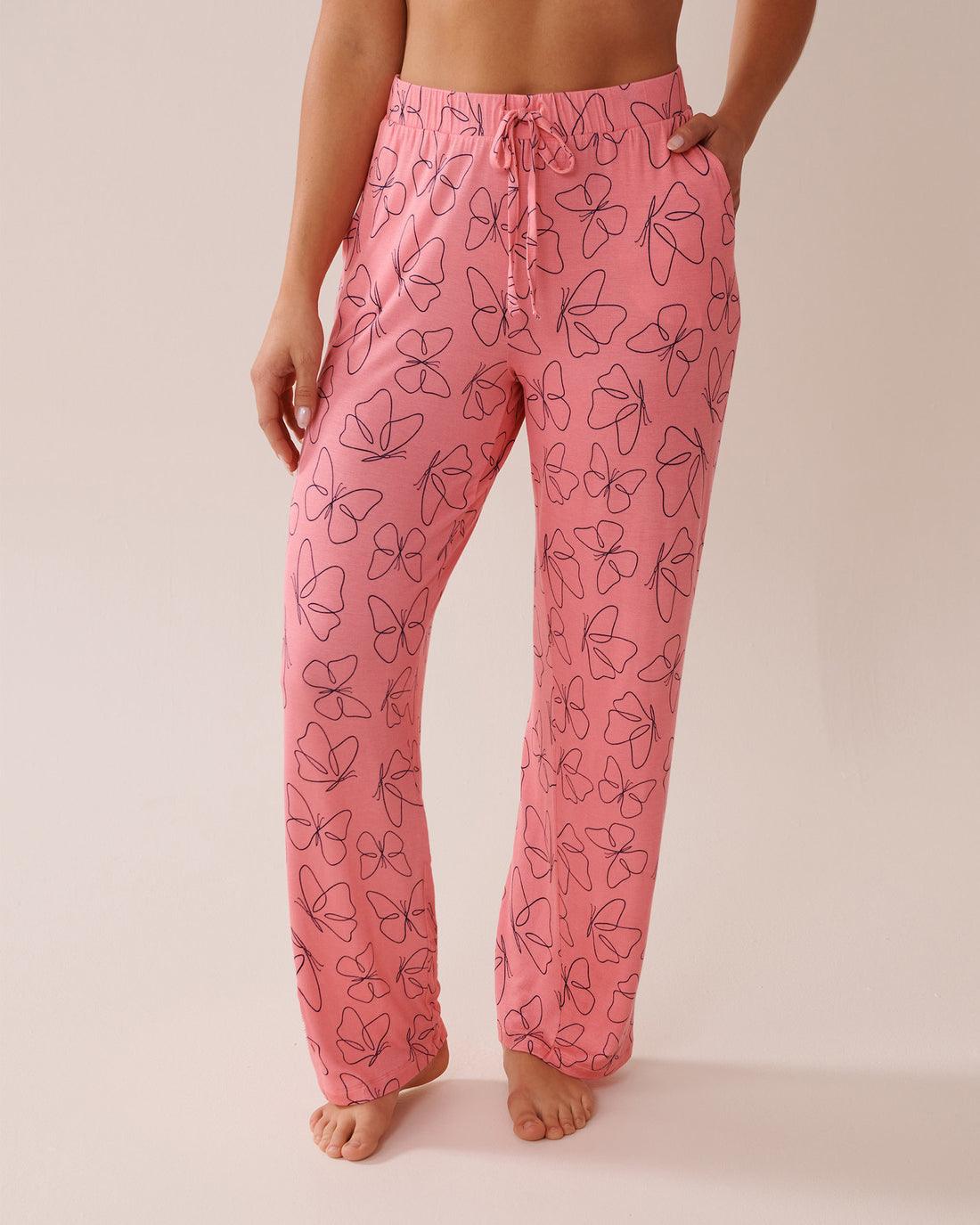 La Vie en Rose_Butterfly Print Soft Jersey Pajama Pants_40200708_P60350_01