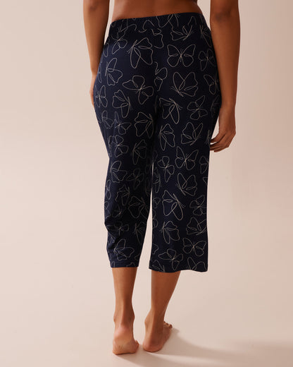 La Vie en Rose_Butterfly Print Soft Jersey Pajama Capris_40200709_P40431_02
