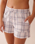 La Vie en Rose_Peach Plaid Cotton Pajama Shorts_40200711_P60359_01