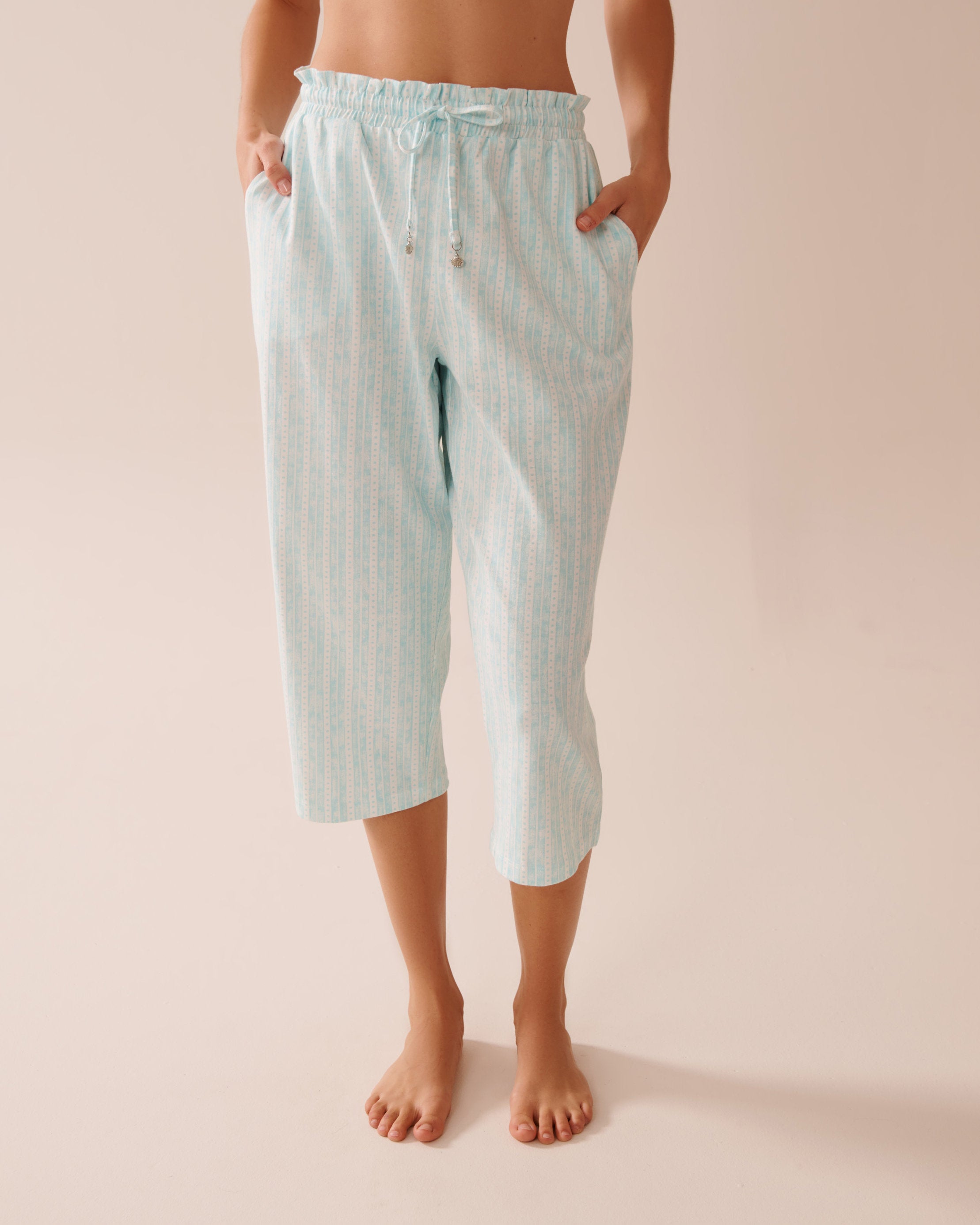La Vie en Rose_Stripe Print Cotton Pajama Capris_40200714_P40444_01