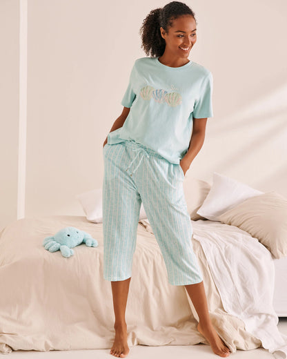 La Vie en Rose_Stripe Print Cotton Pajama Capris_40200714_P40444_03