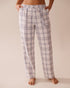 La Vie en Rose_Peach Plaid Cotton Pajama Pants_40200716_P60359_01
