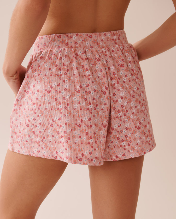 La Vie en Rose_Peachskin Ditsy_Ditsy Floral Print Ribbed Pajama Shorts_40200720_P60360_02