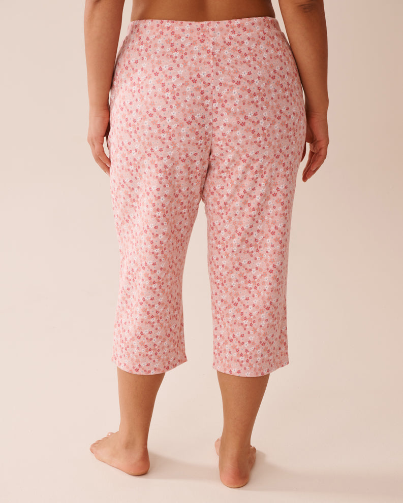 La Vie en Rose_Peachskin Ditsy_Ditsy Floral Print Ribbed Pajama Capris_40200721_P60360_02