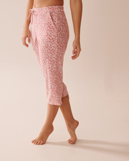 La Vie en Rose_Peachskin Ditsy_Ditsy Floral Print Ribbed Pajama Capris_40200721_P60360_03